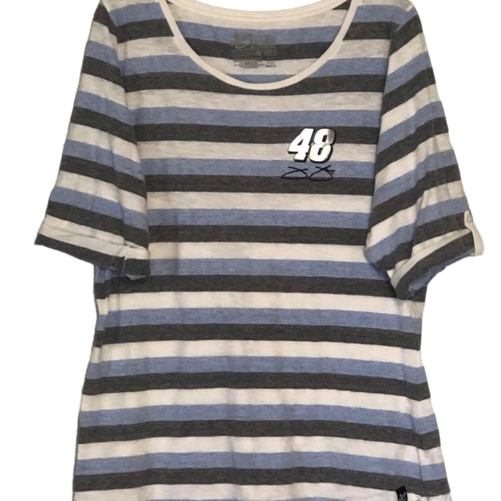 Chase Authentics Jimmie Johnson #48 Striped 3/4 Sleeve Women’s Top Sz 1x